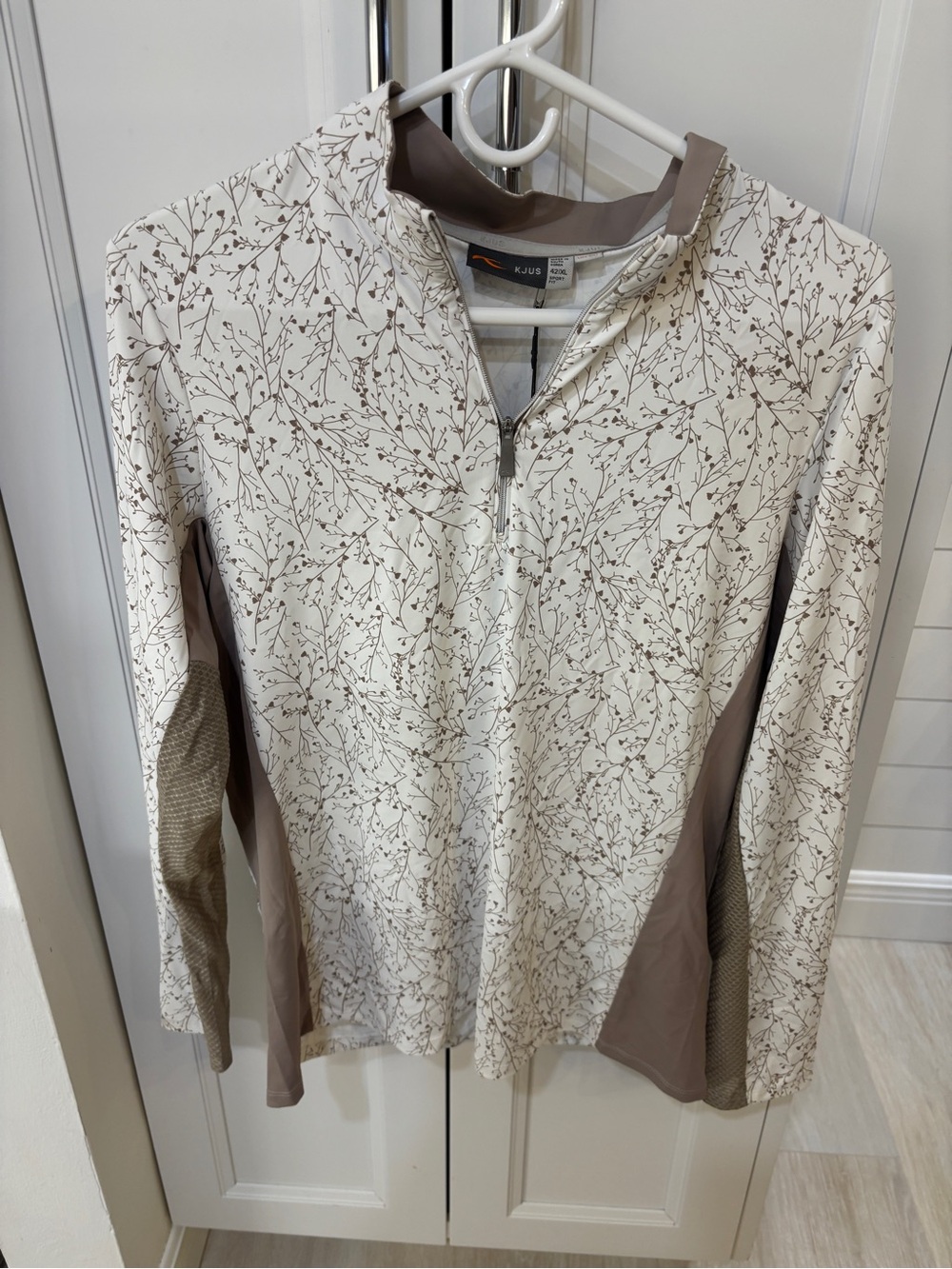 Kjus Women's Cream Floral Half-Zip Long Sleeve Performance Top